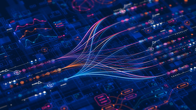 Machine Learning depicted by tech network connections